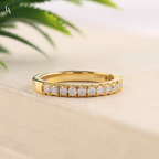 Round Cut Half Pave Eternity Band