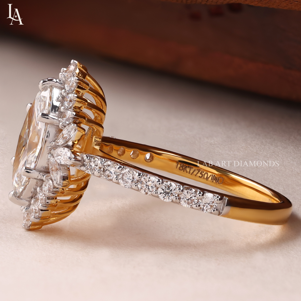 Marquise Cut Halo Engagement Ring