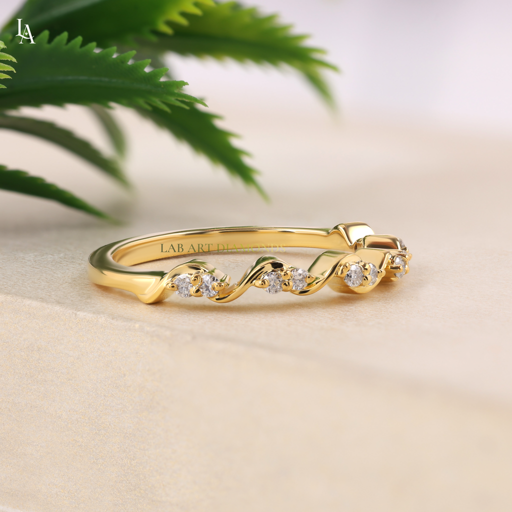 Twisted Dainty Spiral Half Eternity Ring