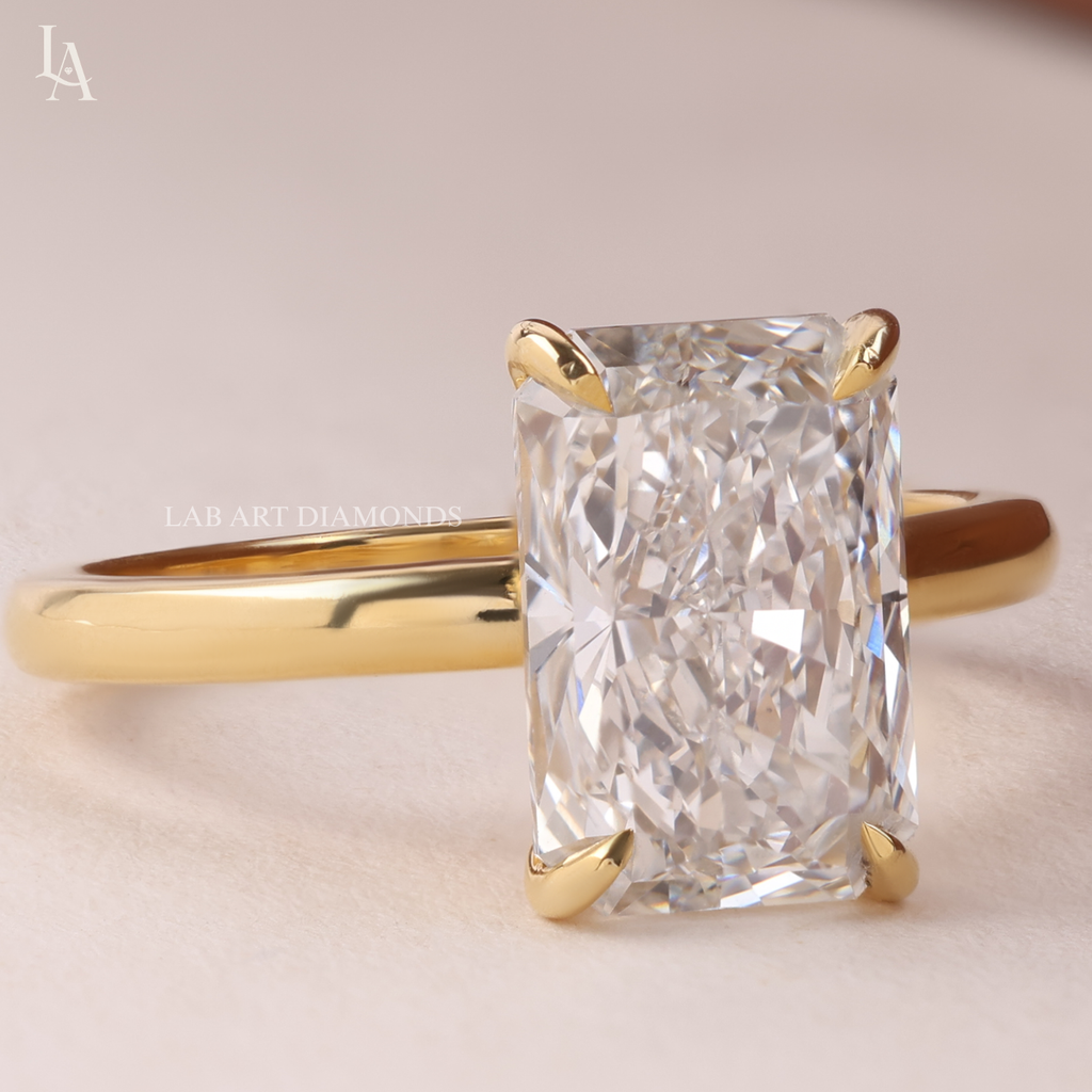 Elongated Radiant Cut Solitaire Engagement Ring