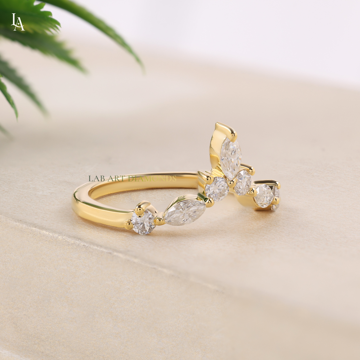 Marquise Cut Tiara Curved Contour Ring