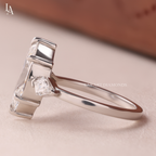 Marquise Cut 3 Stone Kite Side Art Deco Engagement Ring