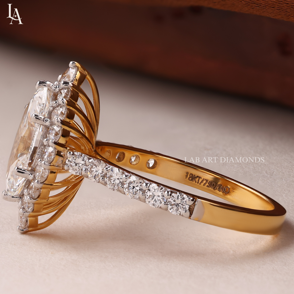 Marquise Cut Halo Engagement Ring