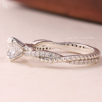 Beaded Twist Milgrain Pave Engagement Ring