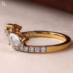 Pear Cut Open Cuff Toi et Moi Two Stone Ring
