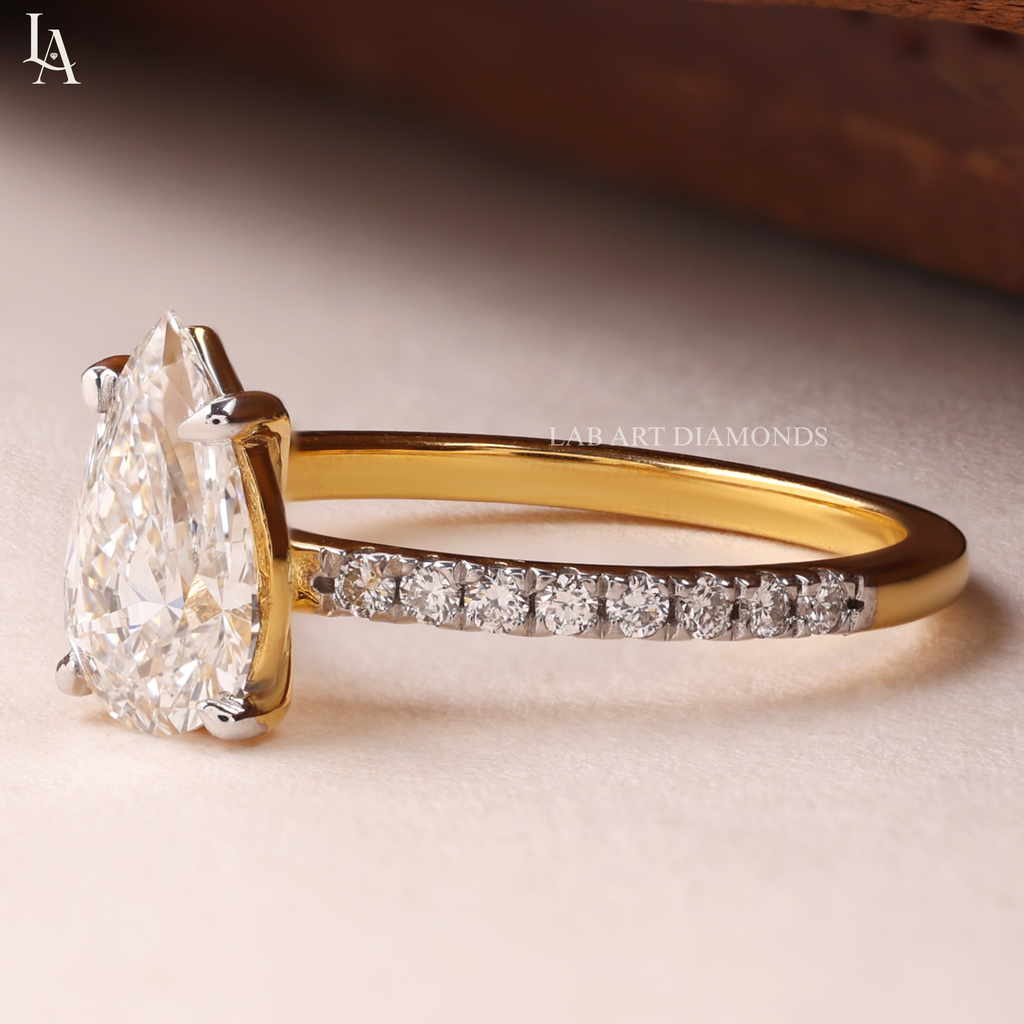 Pear Cut Tear Drop Solitaire Engagement Ring