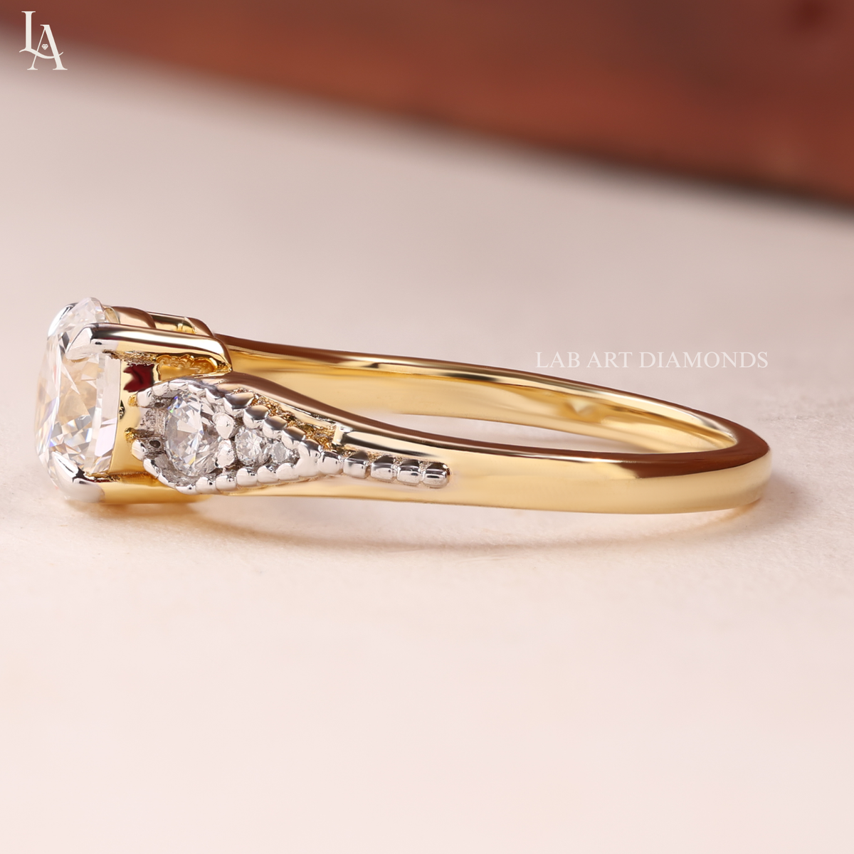 Vintage Round Cut Milgrain Engagement Ring