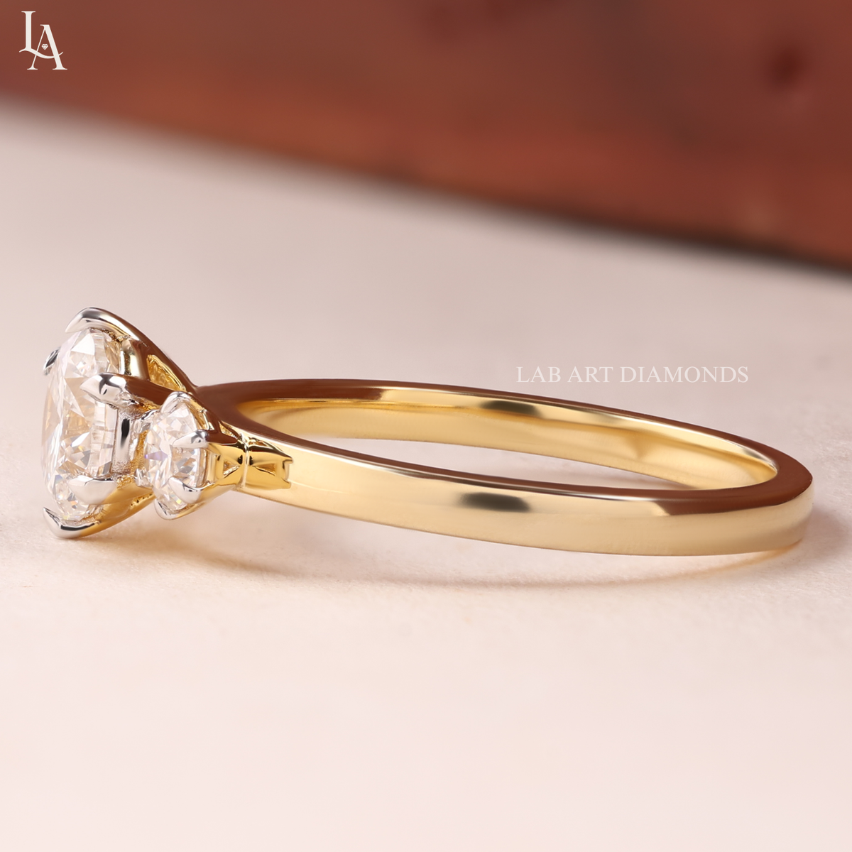 Round Cut Three Stone Engagement Ring