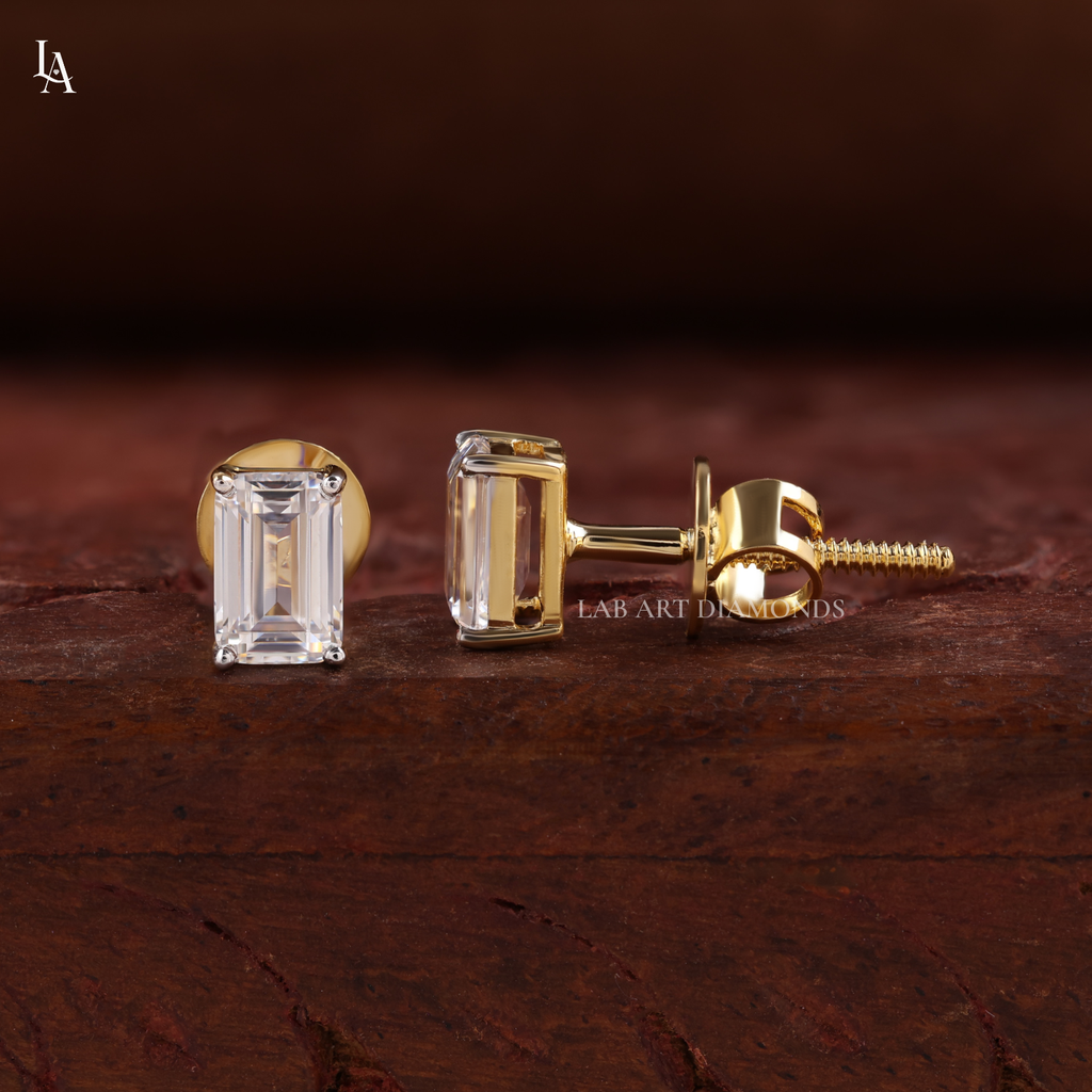 Emerald Cut Stud Earrings