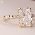 Radiant Cut Hidden Halo Marquise Eternity Engagement Ring