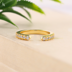 Modern Open Cuff Round Pave Half Eternity Adjustable Band