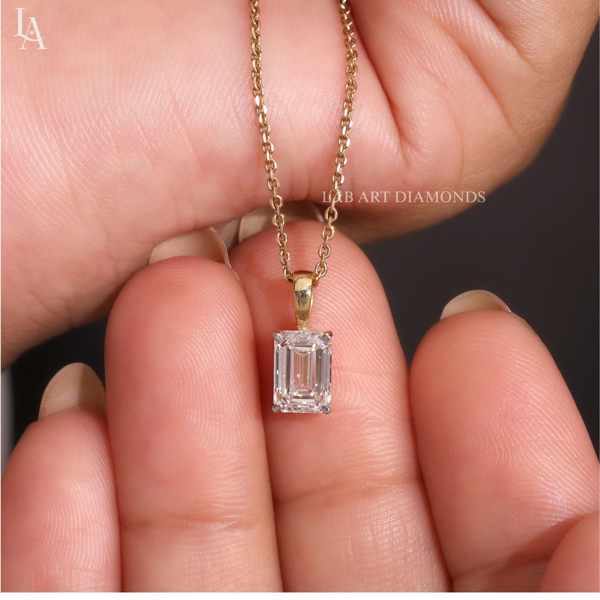 Emerald Cut Solitaire Pendent