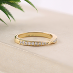 Pinched Tapered Pave Half Eternity Band