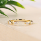 Nature Inspired Marquise Leaf Vine Open Cuff Wedding Band