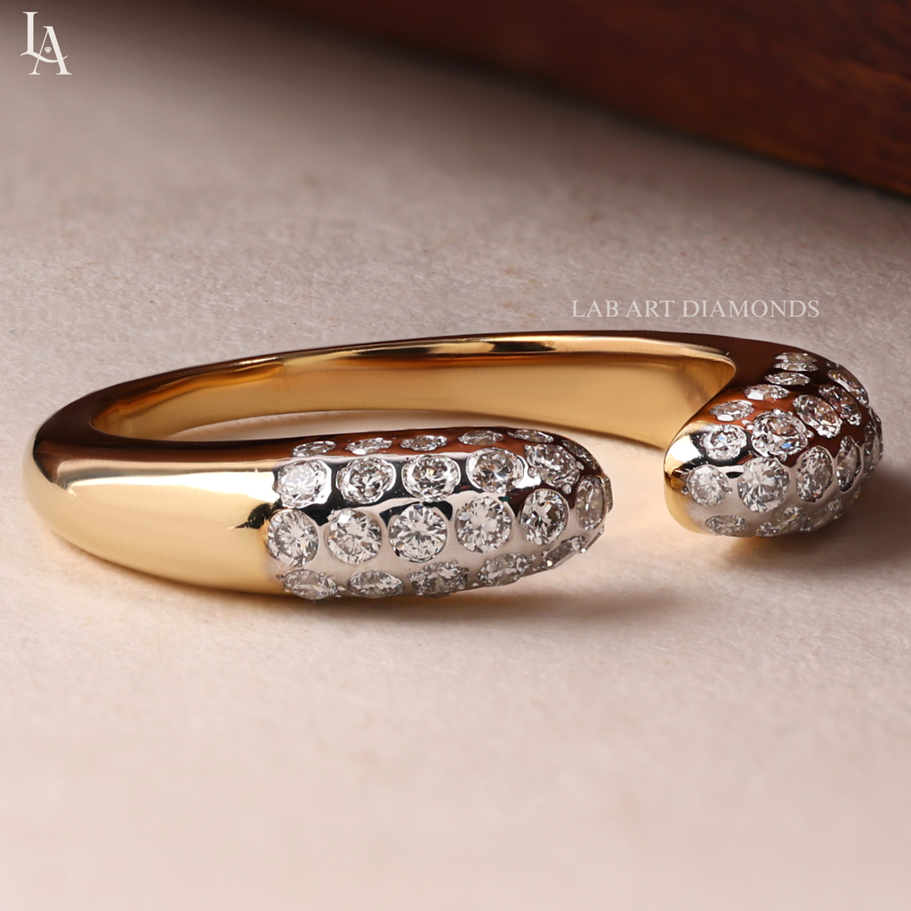 Dome Pave Diamond Open Cuff Ring