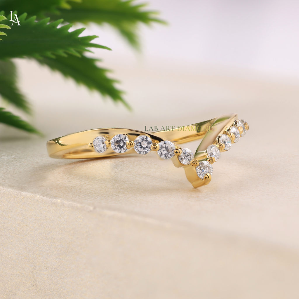 Chevron V Shaped Contour Ring