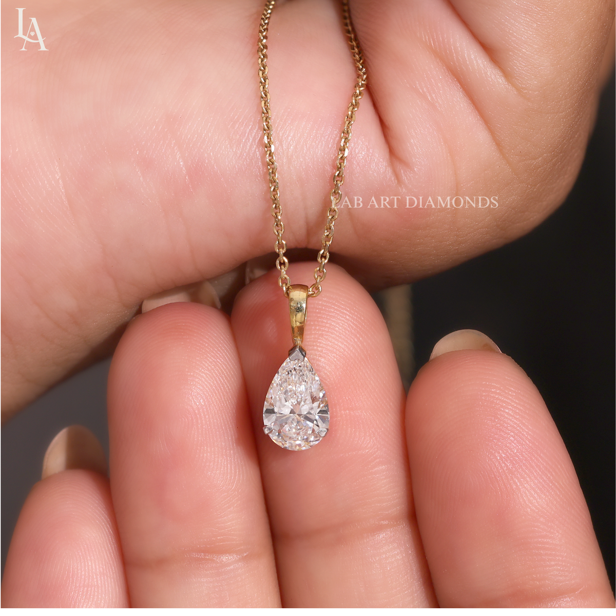 Pear Cut Solitaire Pendent