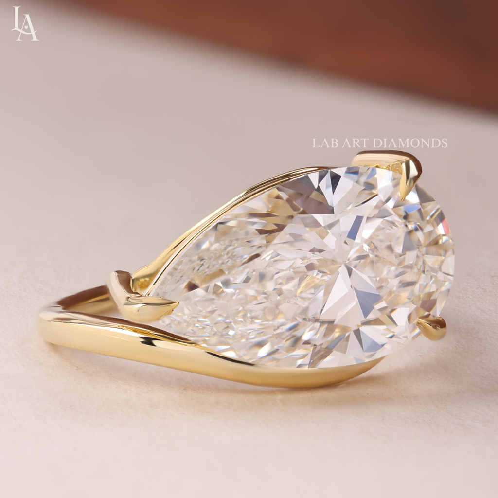 East West Pear Cut Solitaire Engagement Ring