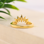 Nature Inspired Marquise Petal Crown Curved Band