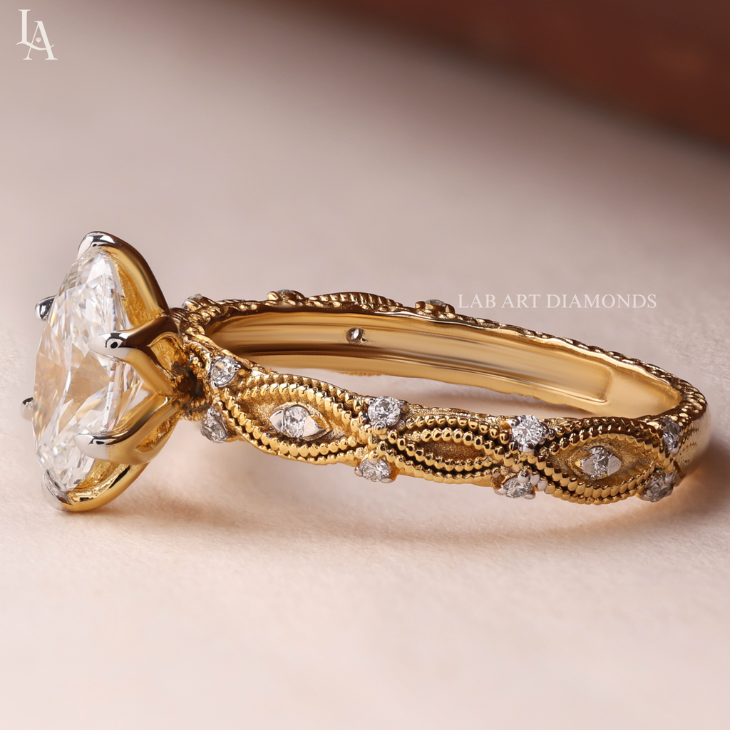 Oval Cut Vintage Milgrain Engagement Ring