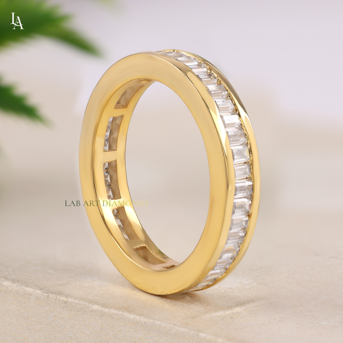 Bagutte Cut Channel Set Wedding Ring