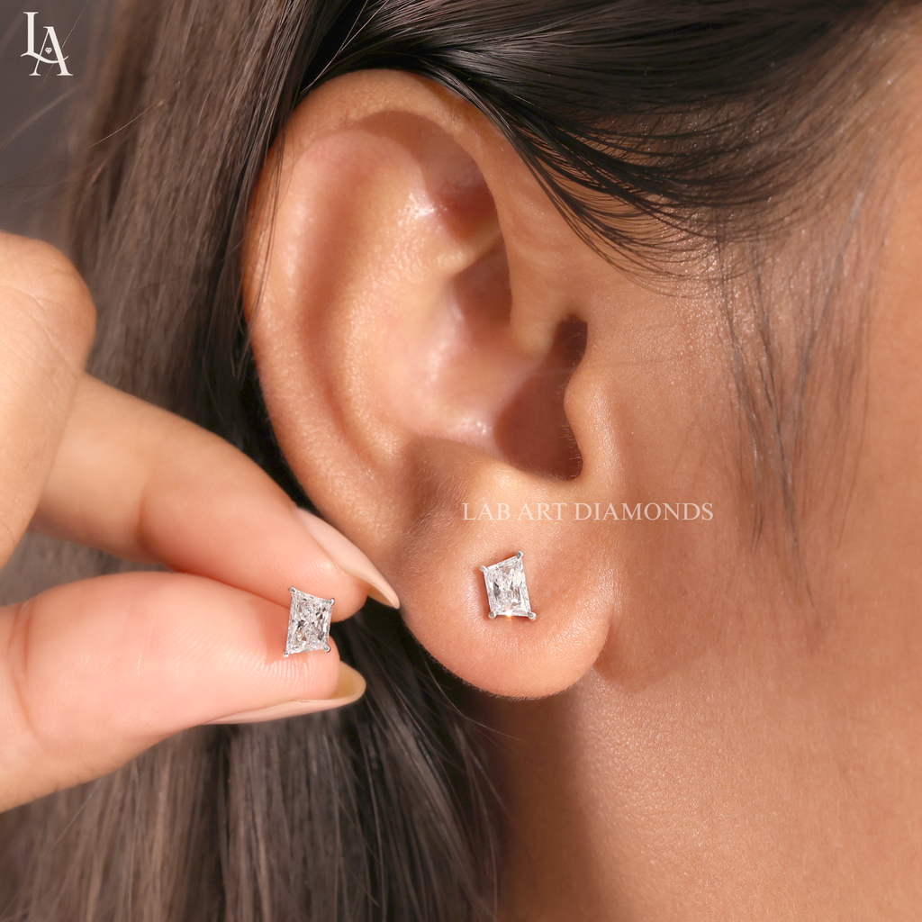 Kite Cut Solitaire Stud Earrings