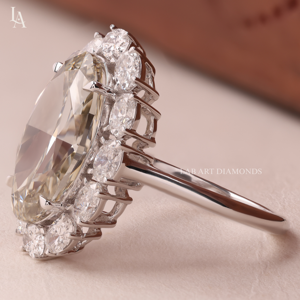 Large Oval Cut Champagne Statement Cocktail Ring