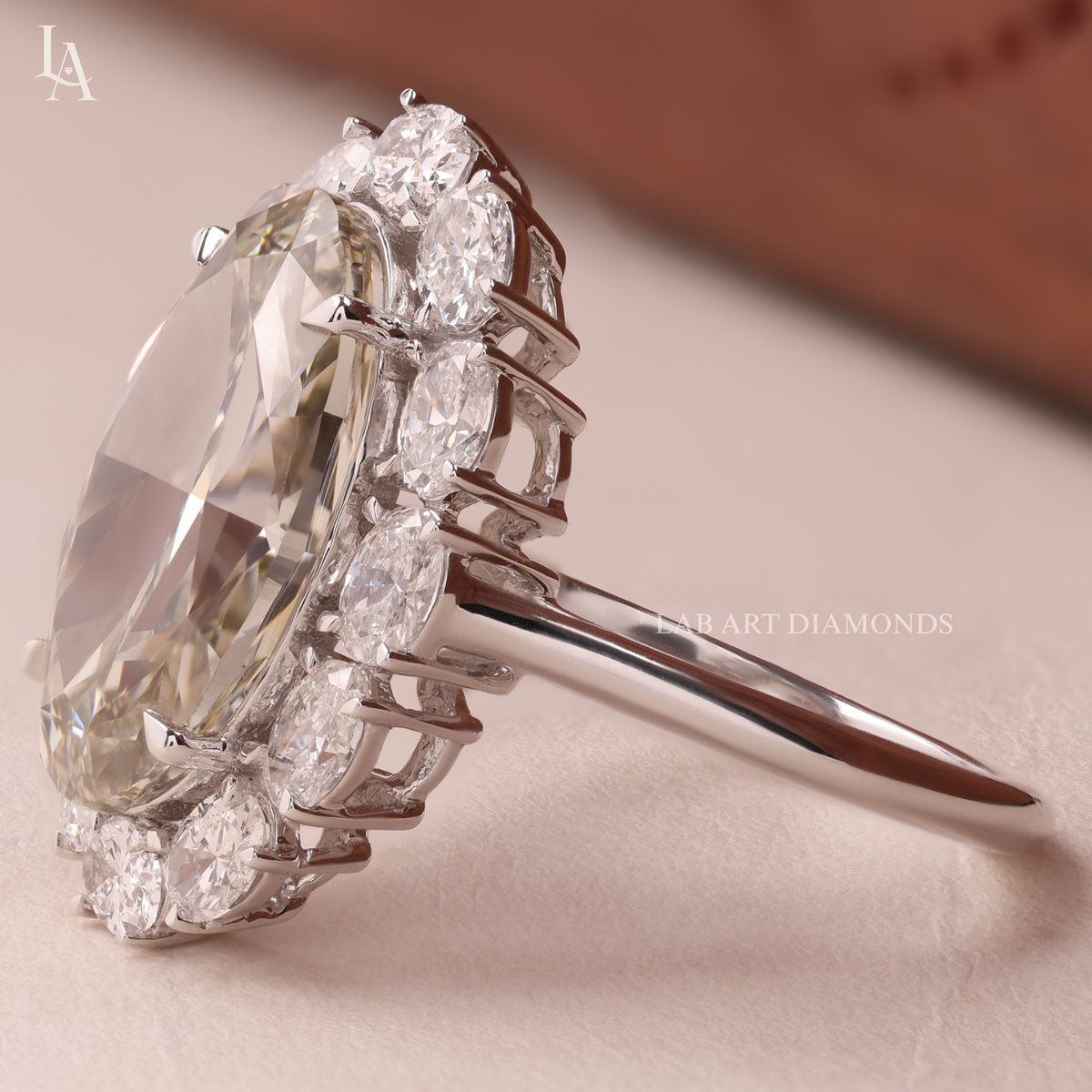 Large Oval Cut Champagne Statement Cocktail Ring