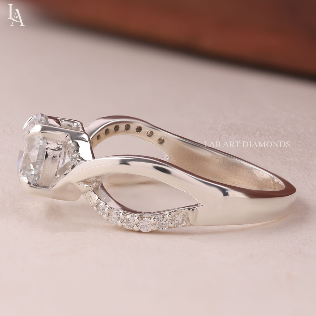 Round Cut Infinity Twist Engagement Ring