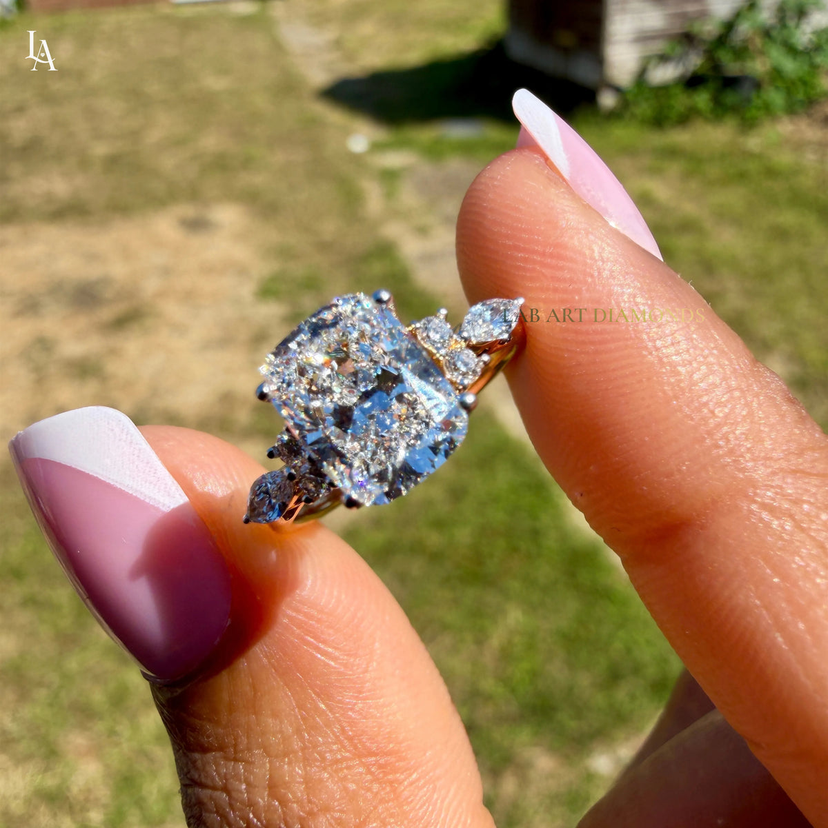 Princess Cut Hidden HaloCluster Engagement Ring