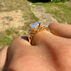 Cushion Cut Cluster Engagement Ring