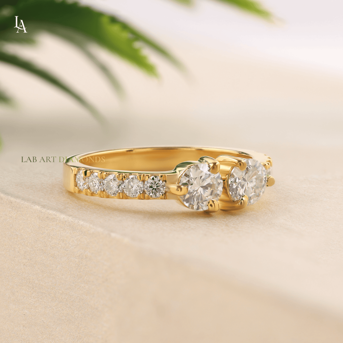 Toi et Moi Minimalist Bridal Engagement Band