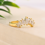 Nature Inspired Marquise Petal Crown Curved Band