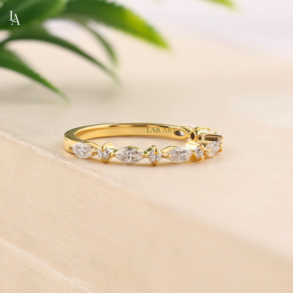 Vintage Marquise Half Eternity Band
