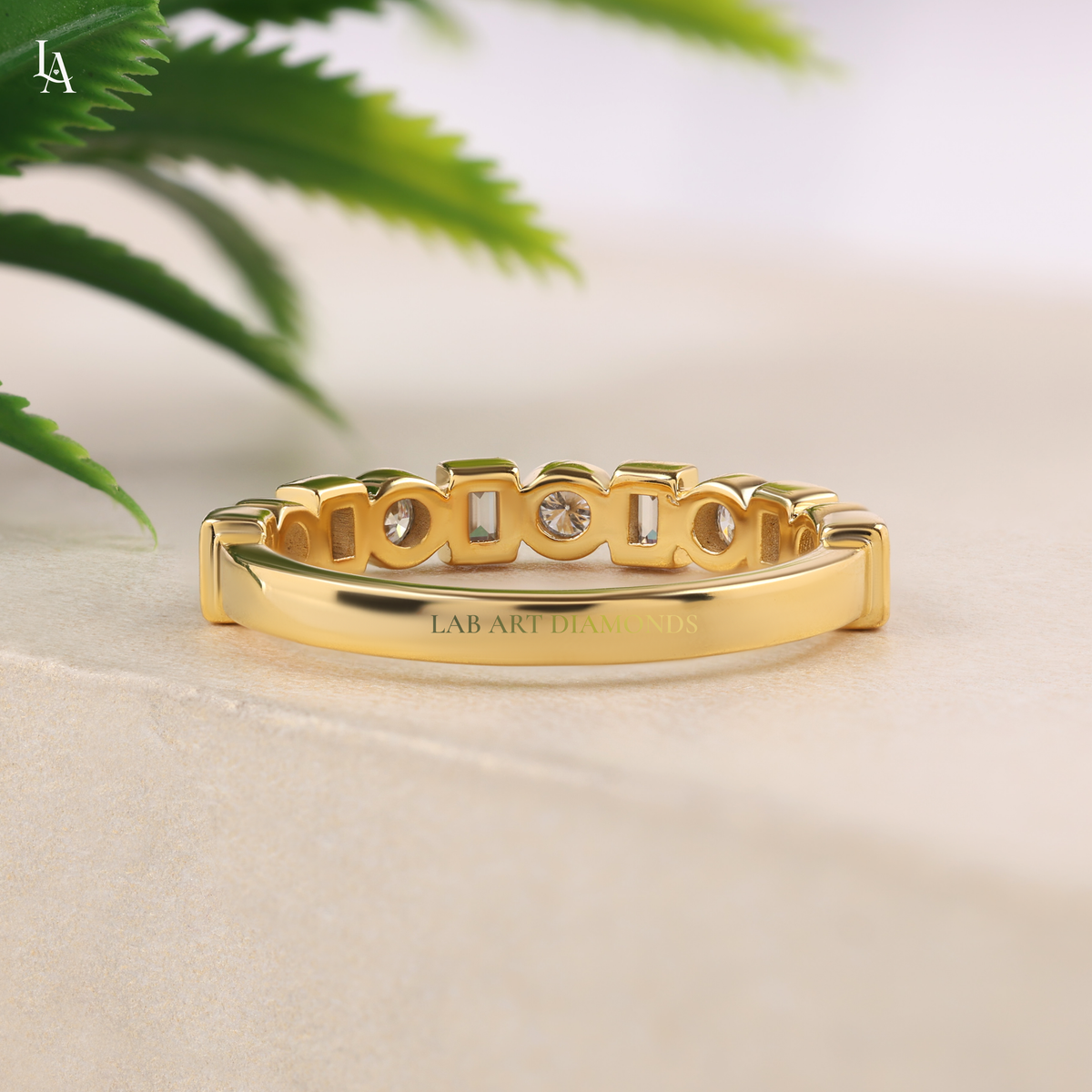 Bezel Set Lab Grown Diamond Half Eternity Band