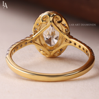 Oval Cut Halo Pave Band Wedding Ring