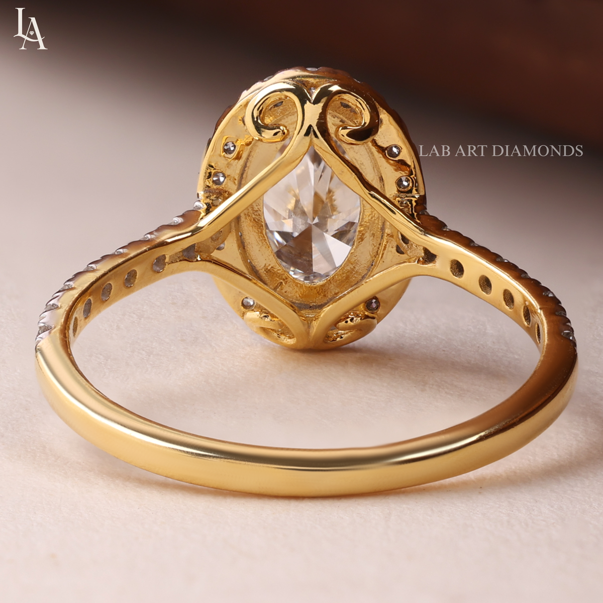 Oval Cut Halo Pave Band Wedding Ring