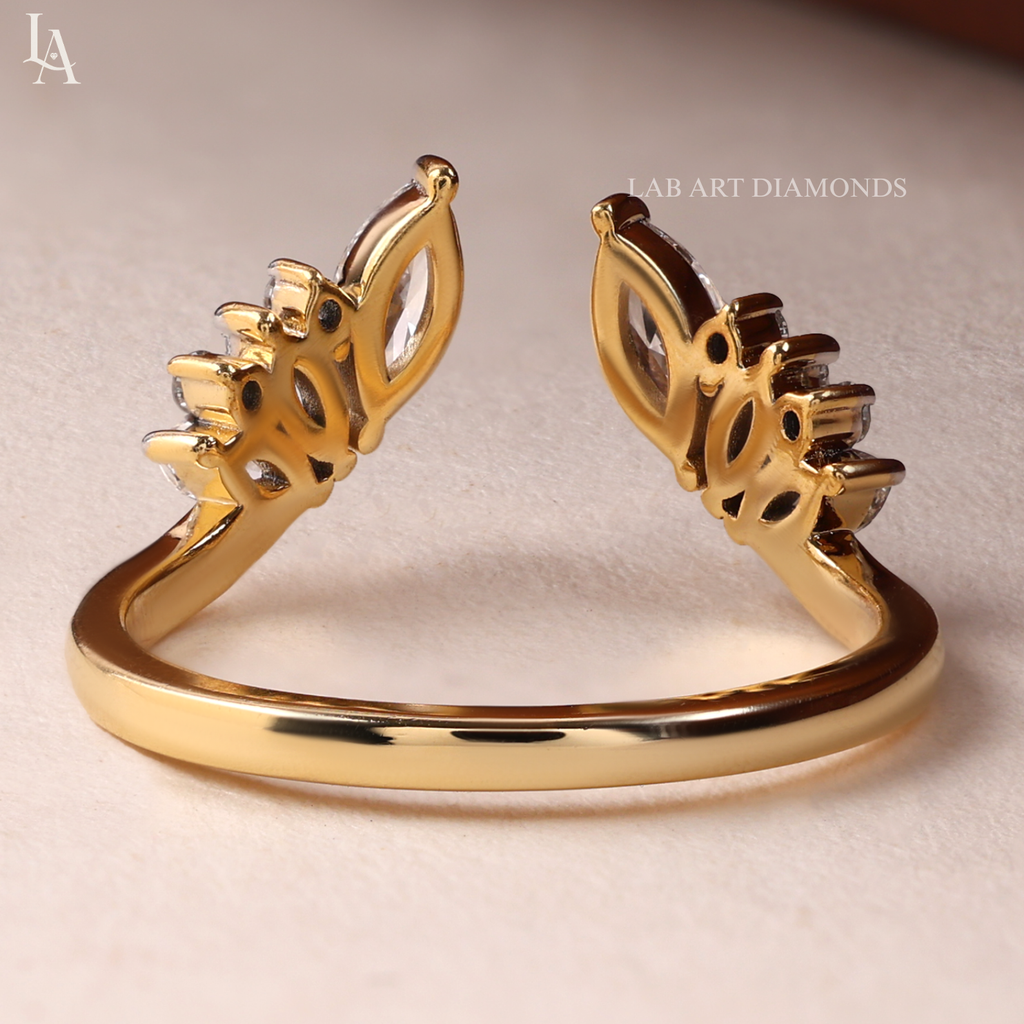 Marquise Cluster Open Leaf Wrap Band