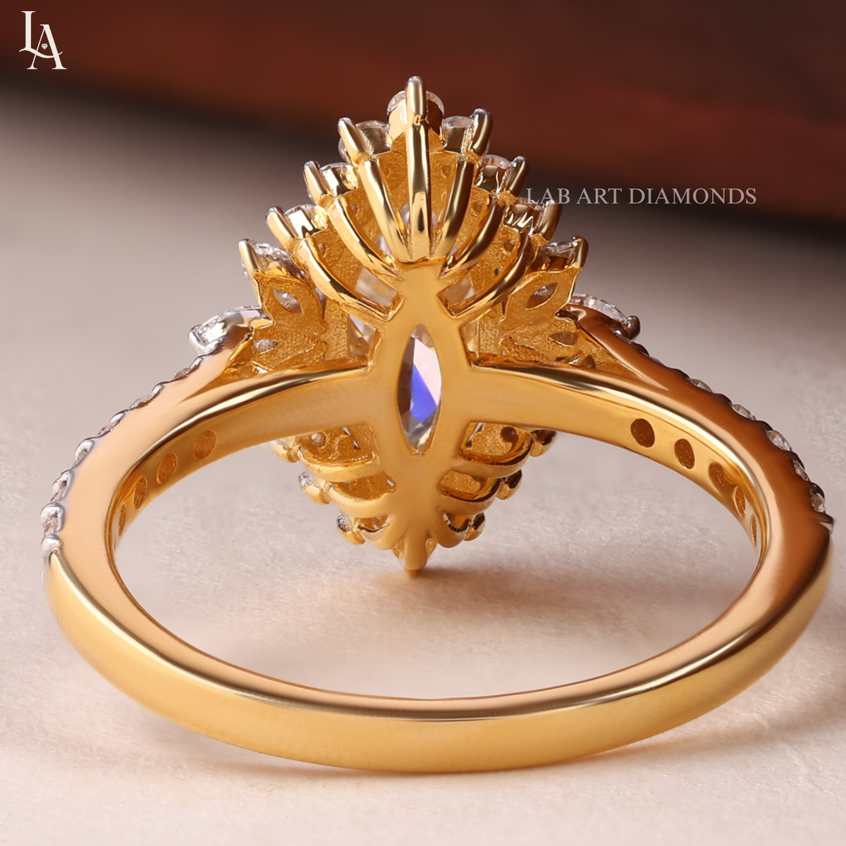 Marquise Cut Halo Engagement Ring