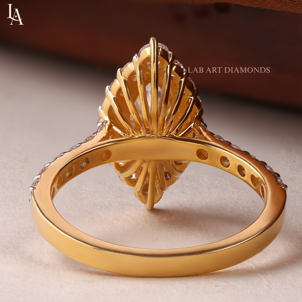 Marquise Cut Halo Engagement Ring