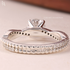 Beaded Twist Milgrain Pave Engagement Ring