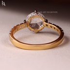 Round Rose Cut Hidden Halo Engagement Ring
