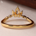 Curved Marquise Crown Wedding Band
