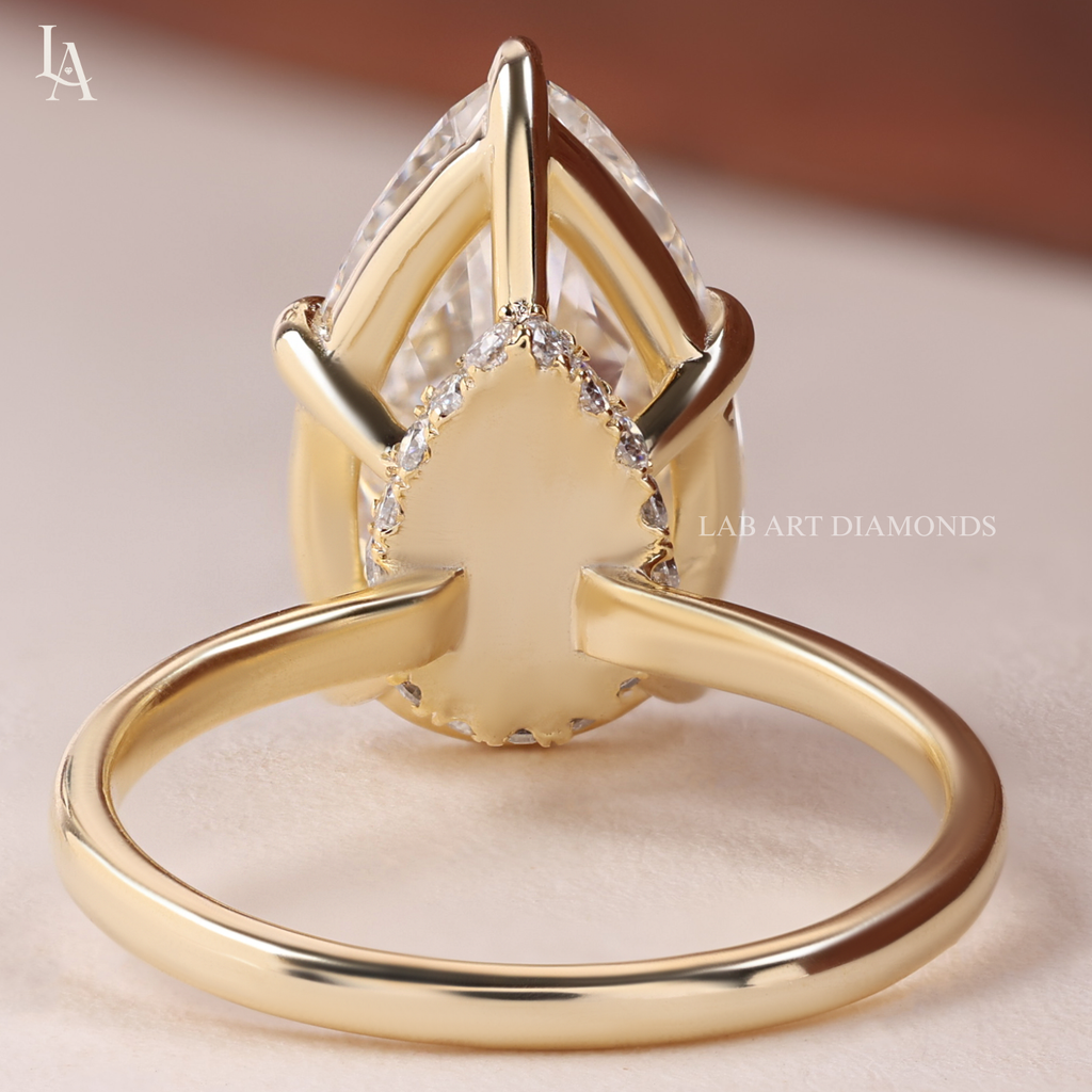 Pear Cut Hidden Halo Solitaire Engagement Ring
