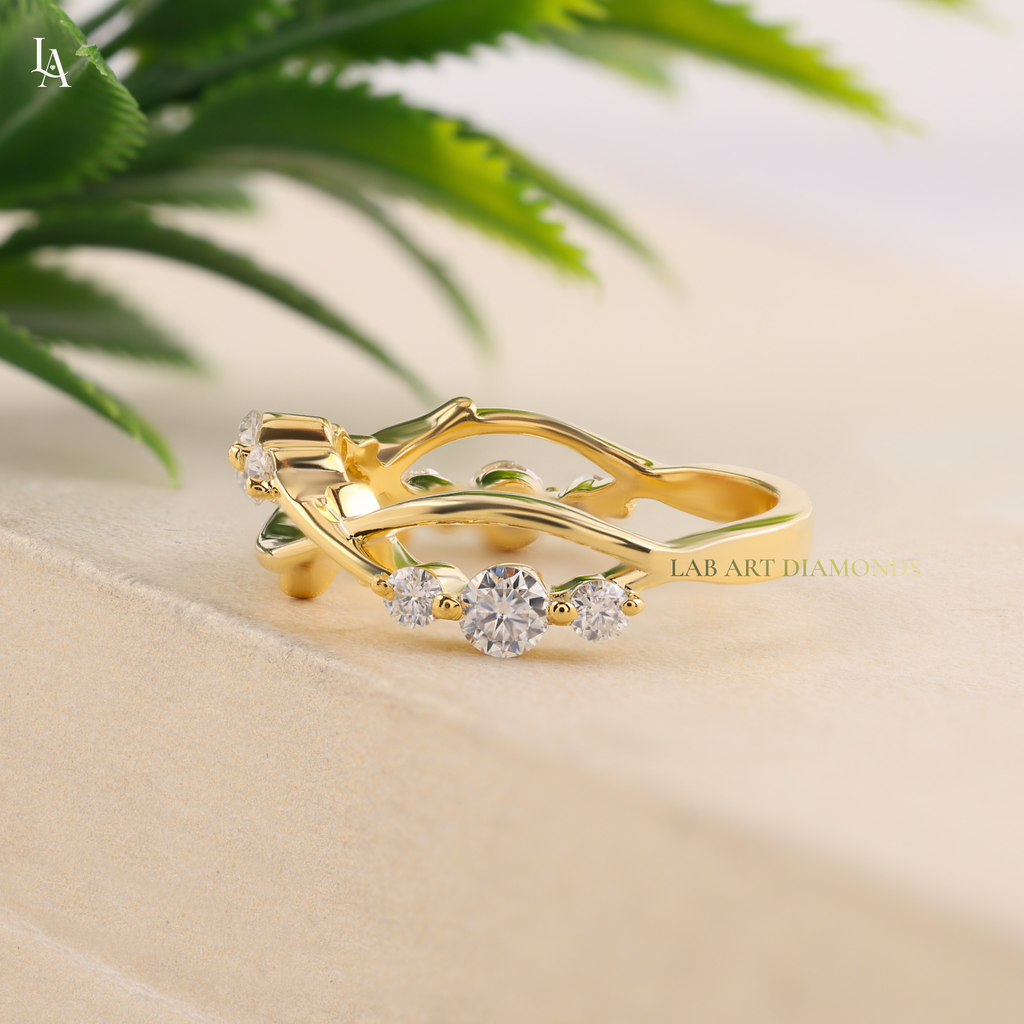 Twing Vine Nature Inspired Leaf Wedding Band