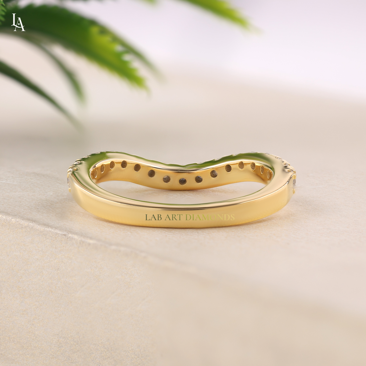 Curved U Shape Pave Contour Band