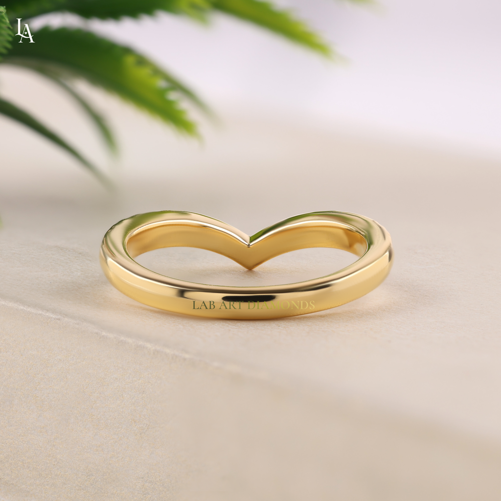 Curved Wishbone V shape Stacking Ring