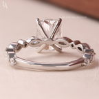 Cushion Cut Marquise Accent Solitaire Engagement Ring