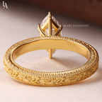 Marquise Cut Vintage Hand Engraved Solitaire Engagement Ring