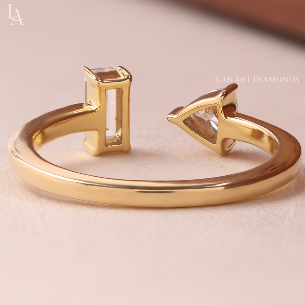 Toi Et Moi Baguette and Trillion Cuff Open Ring